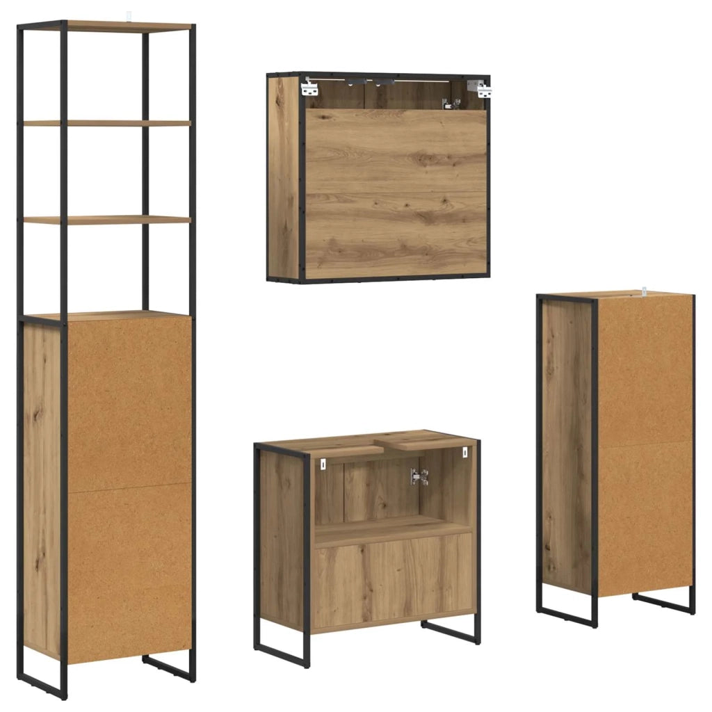Set di mobili per il Bagno | Armadio da bagno Rovere artigianale Legno multistrato