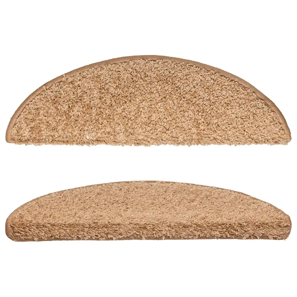 Tappetini per scale 15 pz 56x17x3 cm Beige Semicircolari 133894