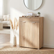 Armadietto da Bagno con 2 ante e un cassetto in Legno Composito cm 75x38x112 - HUGO