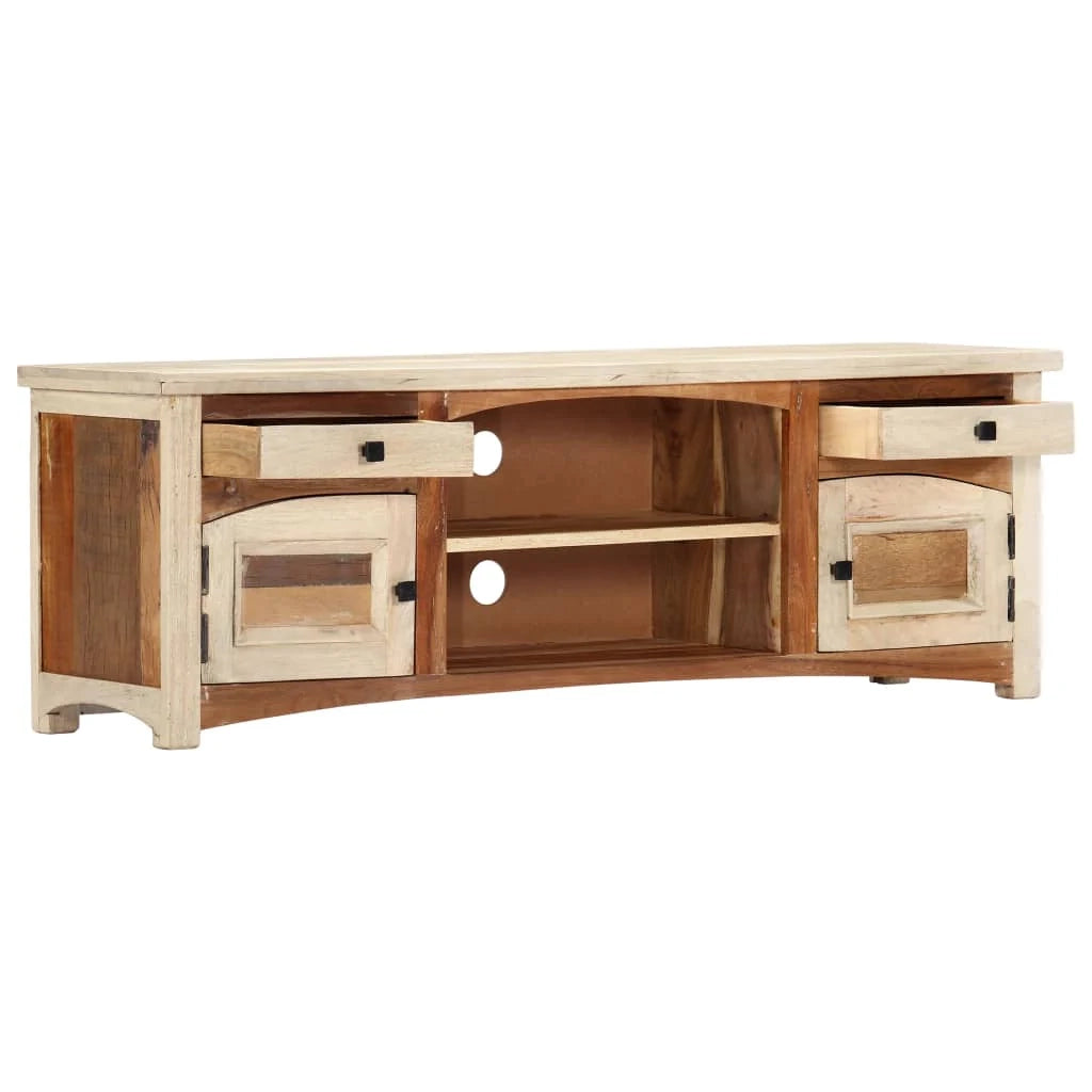 Mobile TV multimediale scaffale TV mobile TV sala da pranzo soggiorno camera da letto 120 x 30 x 40 cm legno massello di recupero marrone 02_0025823