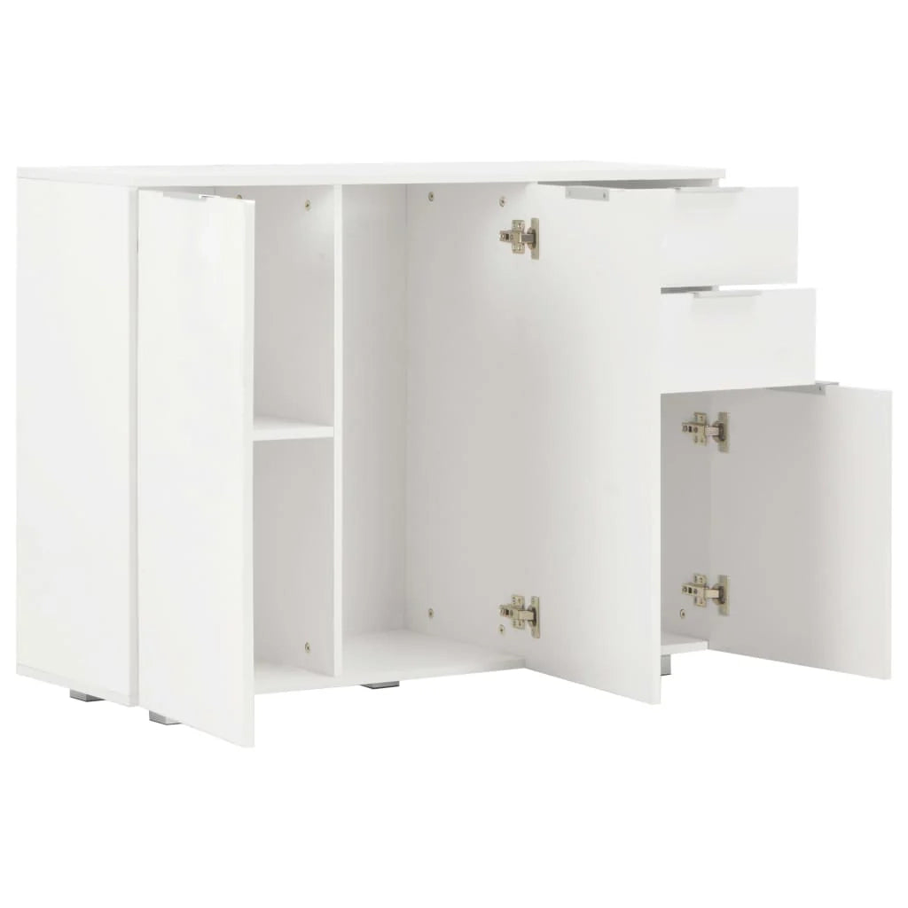 Buffet credenza cassettiera mobiletto mobile contenitore organizer per cucina soggiorno finitura lucida 107 x 35 x 80,5 cm bianco 02_0030571