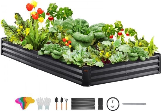 Bacino per piante elevato per giardino bacino per piante per giardino bacino per piante per terrazza giardino orto letto per piante bacino per piante in acciaio galvanizzato 240x120x30cm ideale per la coltivazione di verdure frutta erbe ecc.