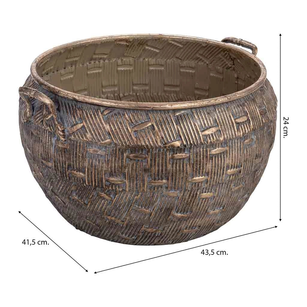 Vaso in metallo dorato 43,5x41,5x24h cm