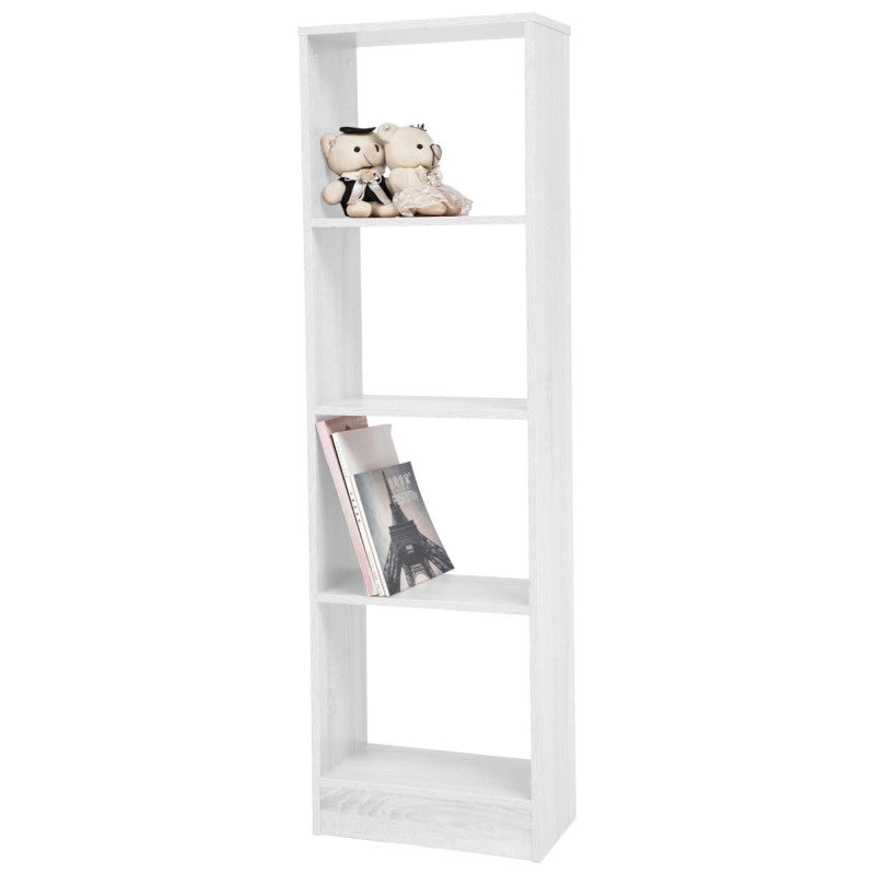 Libreria 4 Ripiani 40x24x137cm Rivestita In Melamina Bianco L