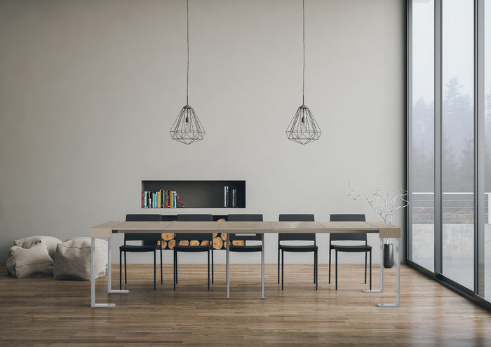 Consolle Allungabile 90-300x40x77 cm Tecno Cashmere Telaio Bianco