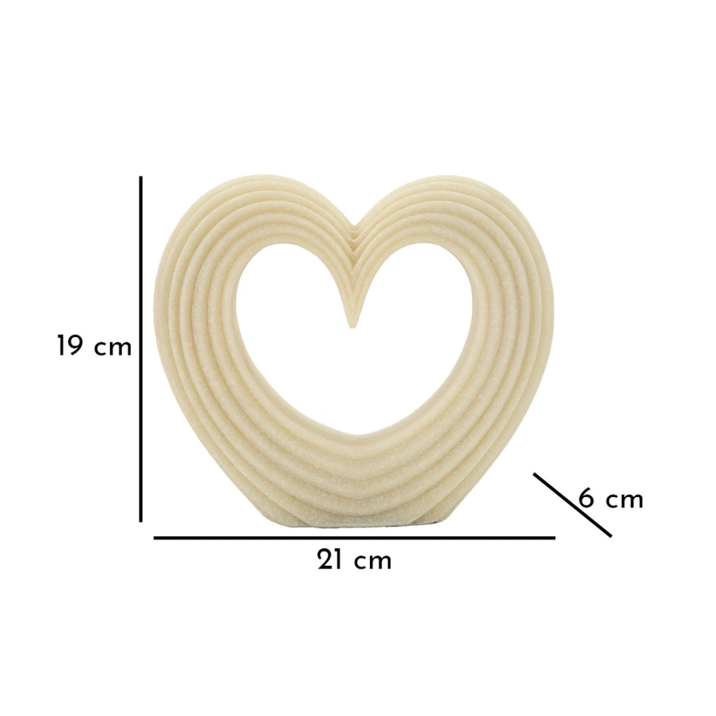 Scultura Cuore 13, Bianco, Poliresina, 21x6x19 cm