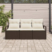 Set di divani 3 pcs Marrone polyrattan