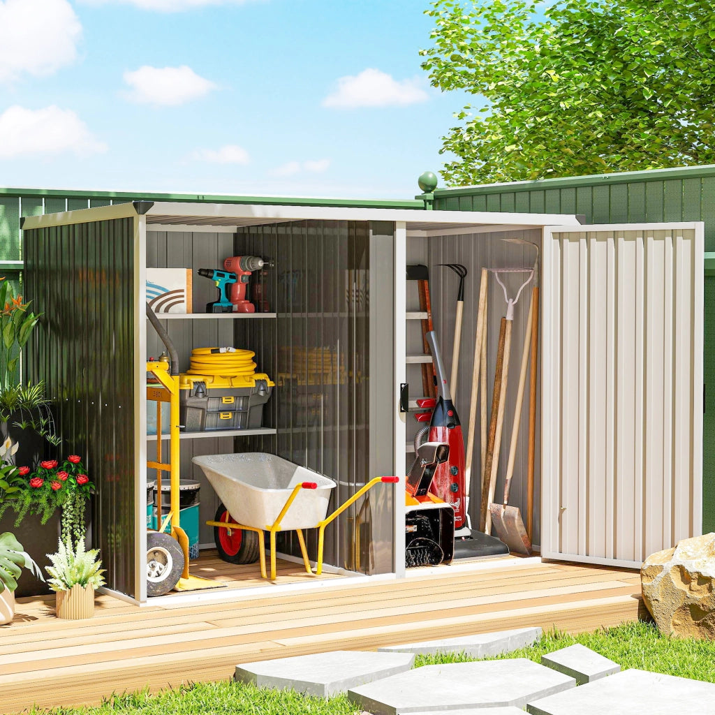 Capanno Box da Giardino 231x125x162 cm Porta Bloccabile in Acciaio Zincato Grigio