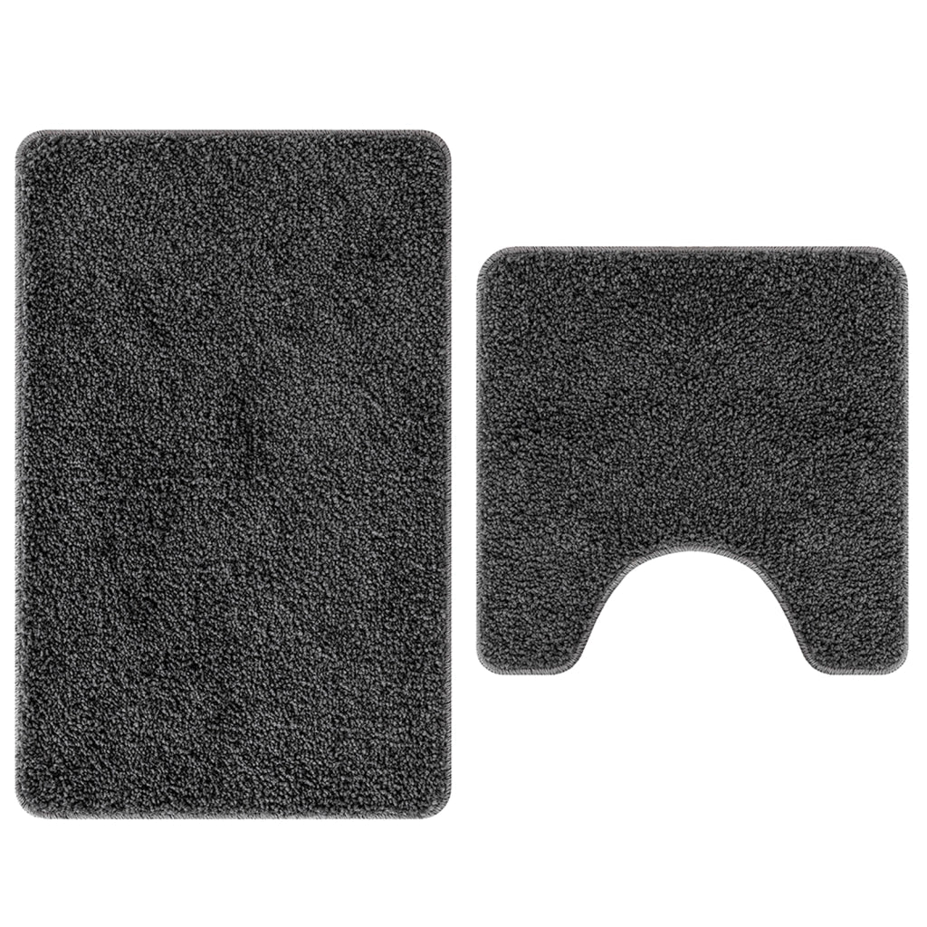 Set di 2 tappetini da bagno  grigio scuro in polipropilene antiscivolo