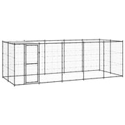 Recinto per animali da esterno per cani esterno in acciaio con tetto 12,1 m² 02_0000390