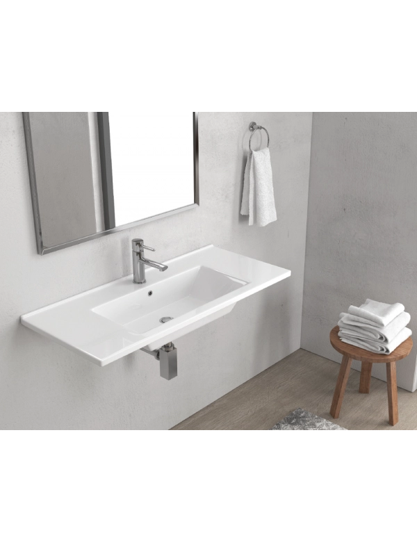 ETNA lavabo rettangolare sospeso 100x45x16,5 cm in porcellana