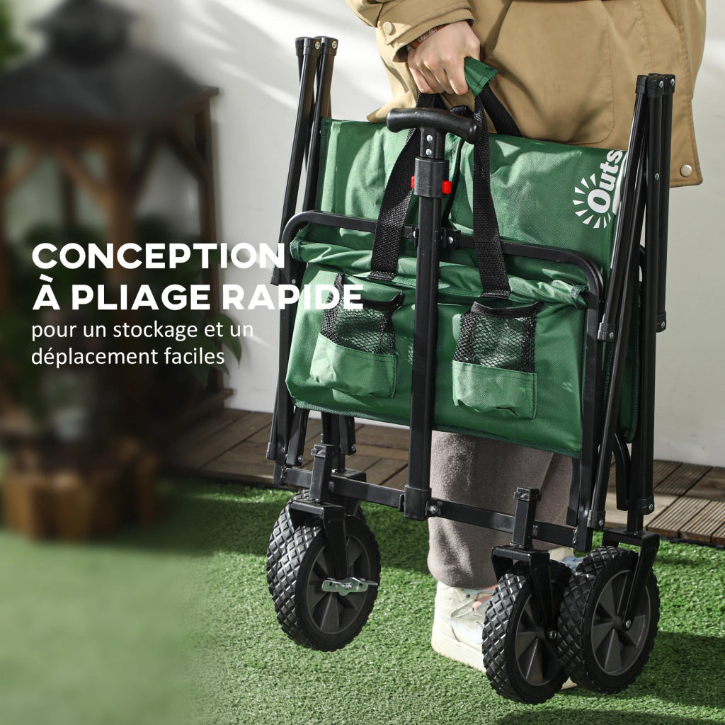 Carrello Trasporto Pieghevole ¨C zephmum ¨C Verde Scuro 83x50x99 cm