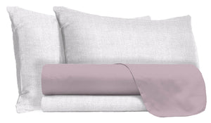 Set Lenzuola 1 Piazza e Mezzo Sopra Sotto e Federe in Cotone Rosa Antico