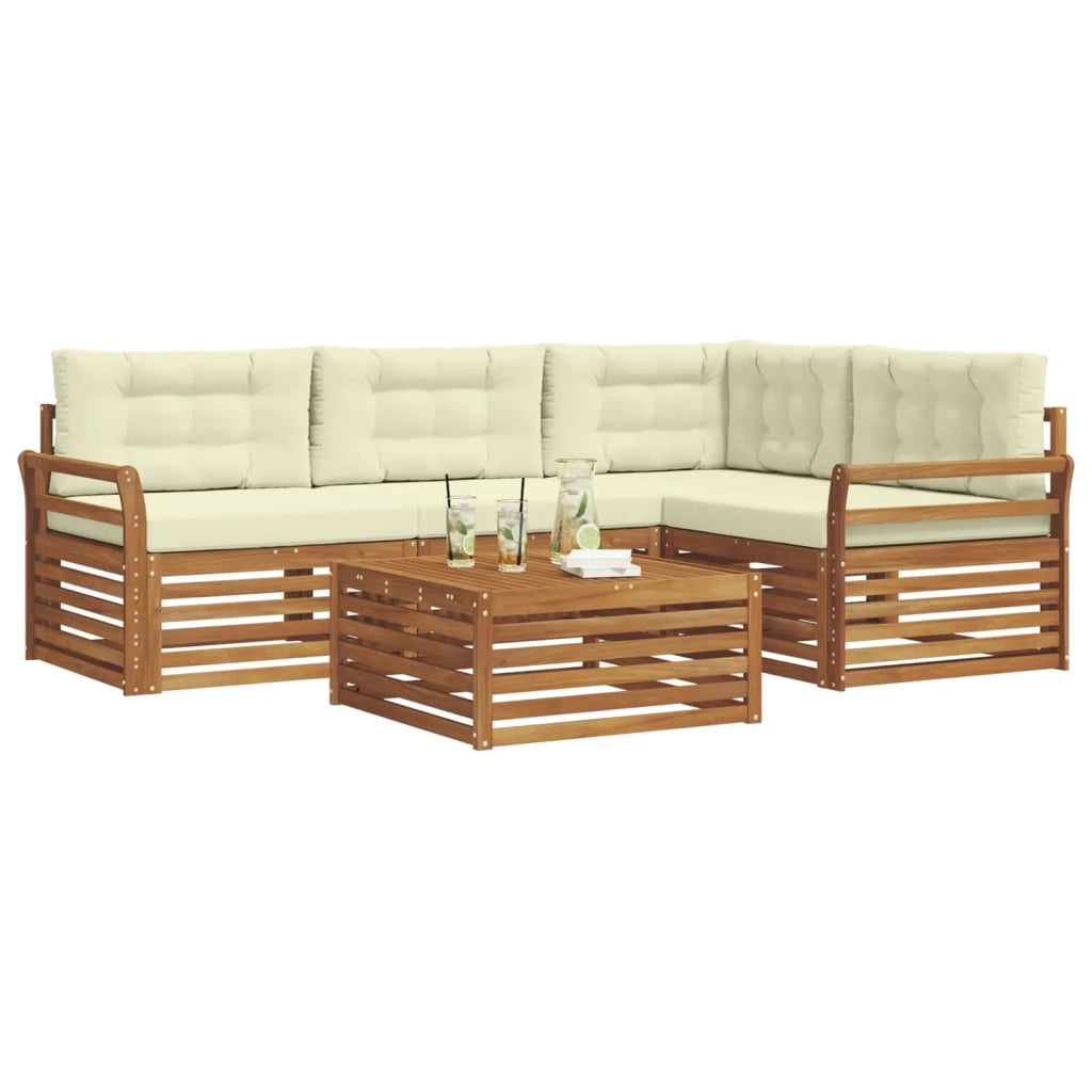 Set di divani da esterno con cuscino 5 pcs Naturale e Crema 3373420