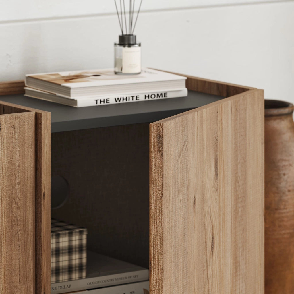 Porta TV in legno "Lowen" - 180 x 35 x 46 cm - Pino Atlantico / Antracite