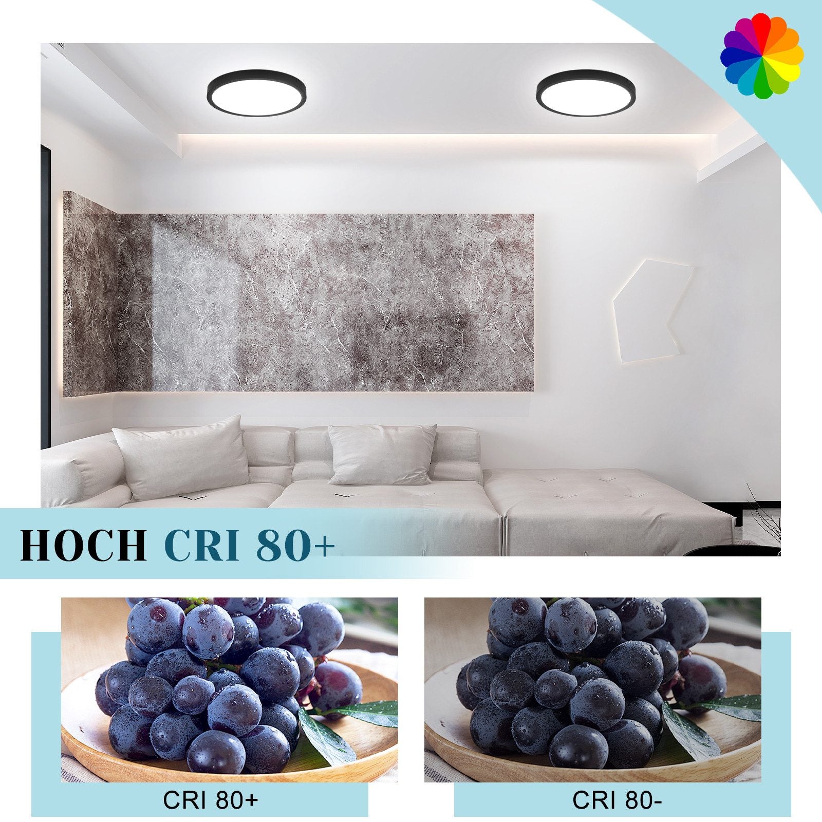 ZMH Lampada da soffitto LED piano 18cm 15W nero 6000K moderna per cucina corridoio camera letto