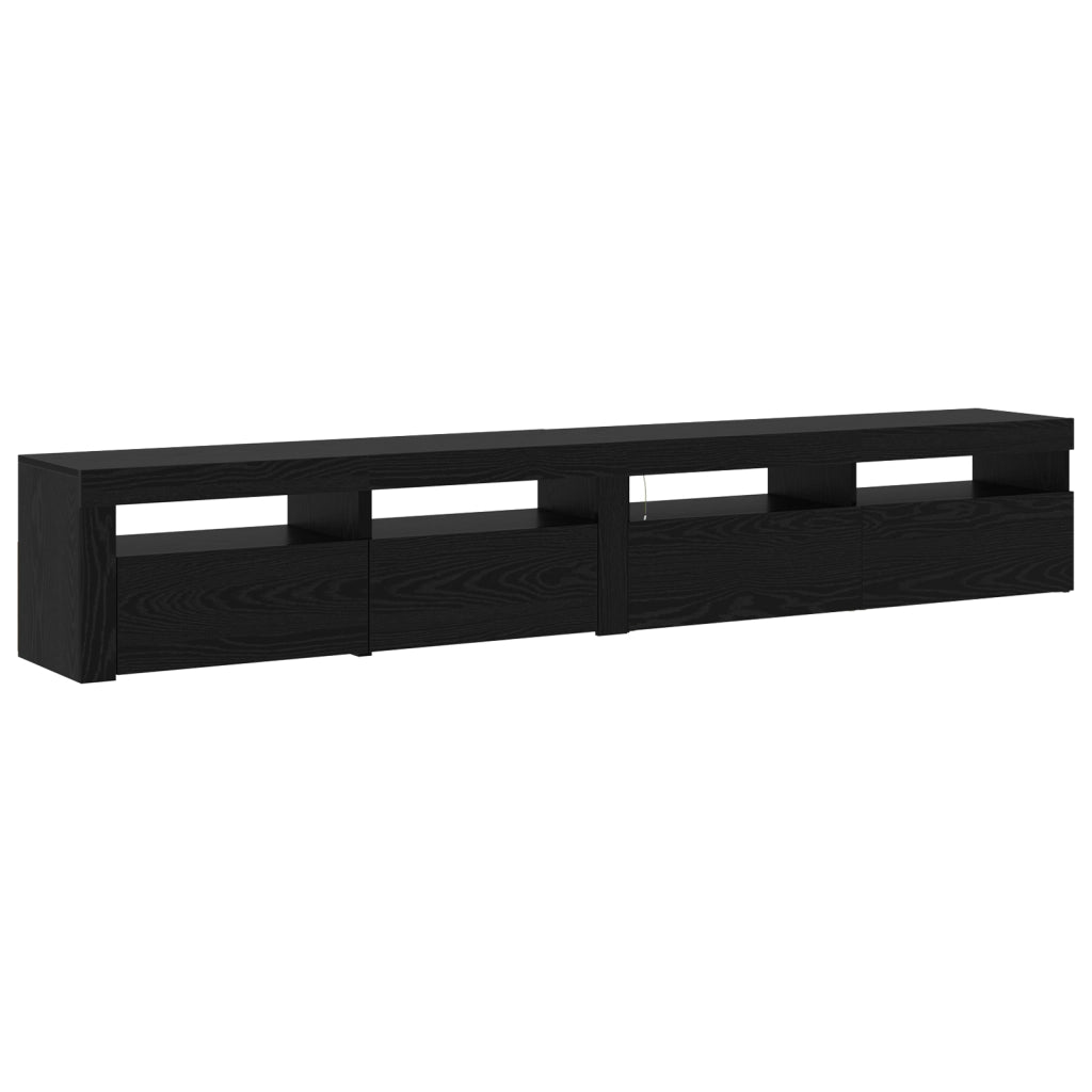 Set di 2 Mobili TV con Luci LED in Rovere Nero Legno Ingegnerizzato