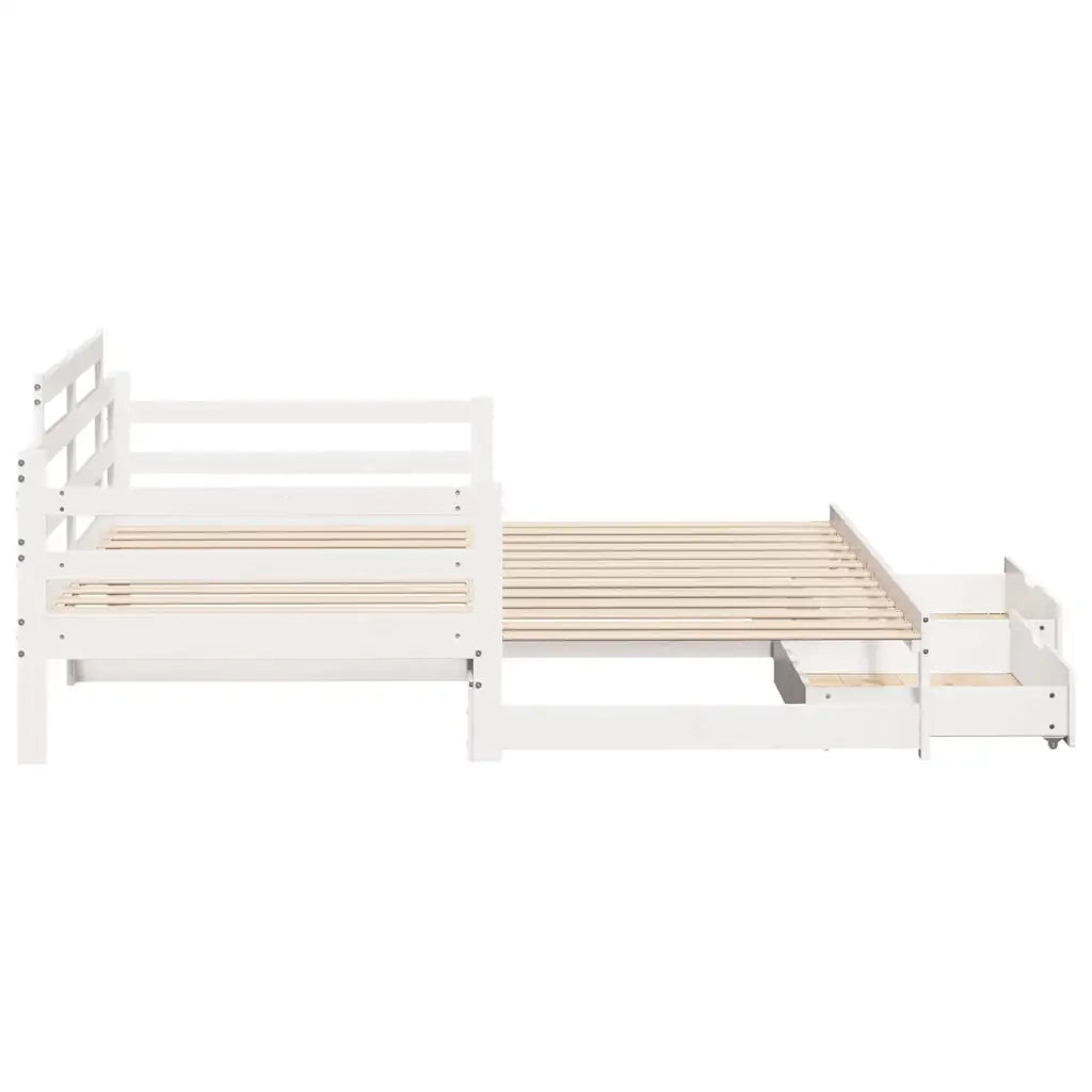Letto Estraibile con Cassetti senza Materasso Bianco 90x200 cm