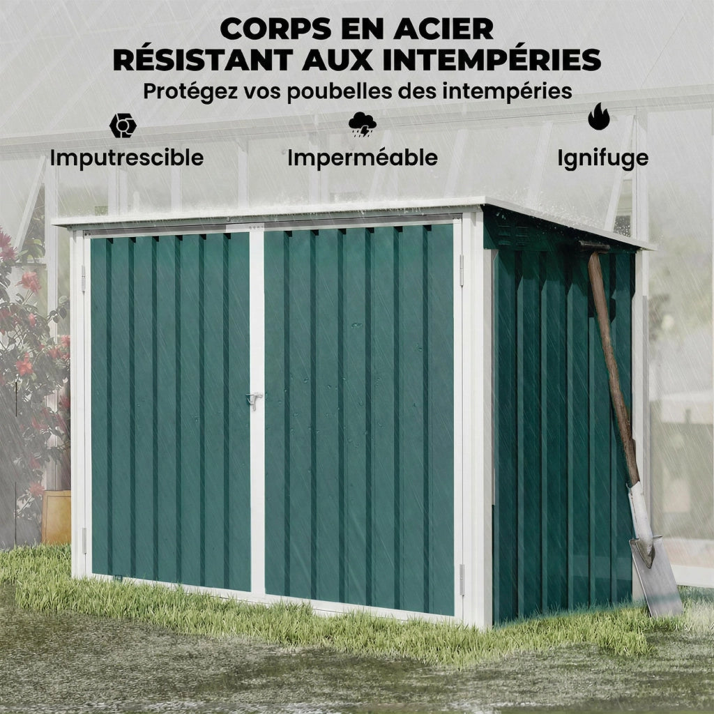 Contenitore per Rifiuti da Esterno in Acciaio Galvanizzato ¨C Minimal ¨C Verde 180x108x130cm