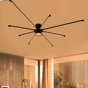 Lampadario plafoniera moderno a led 9 luci da soffitto forma ragno da 42w 3360lm nero luce calda