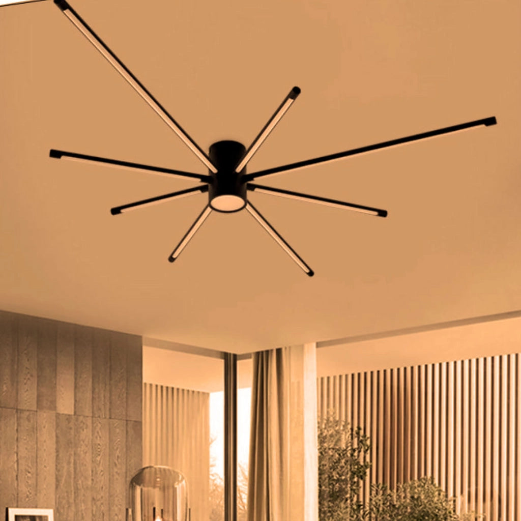Lampadario plafoniera moderno a led 9 luci da soffitto forma ragno da 42w 3360lm nero luce calda