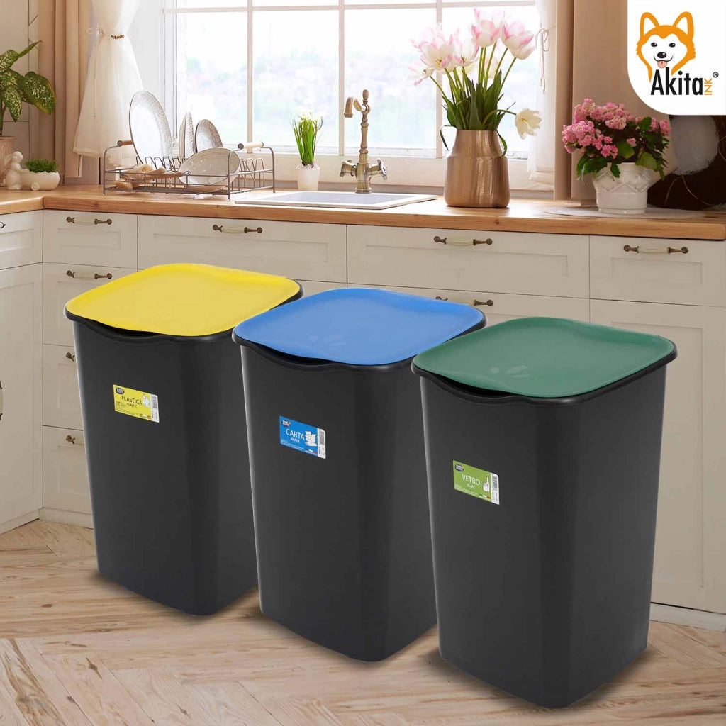 Akitaink Set 3 Pattumiere 50L Differenziata