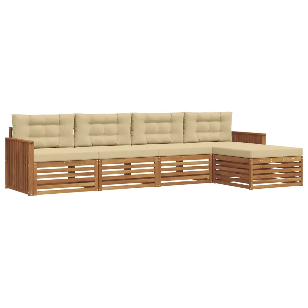 Set di divani da esterno con cuscino 5 pcs Naturale e Beige