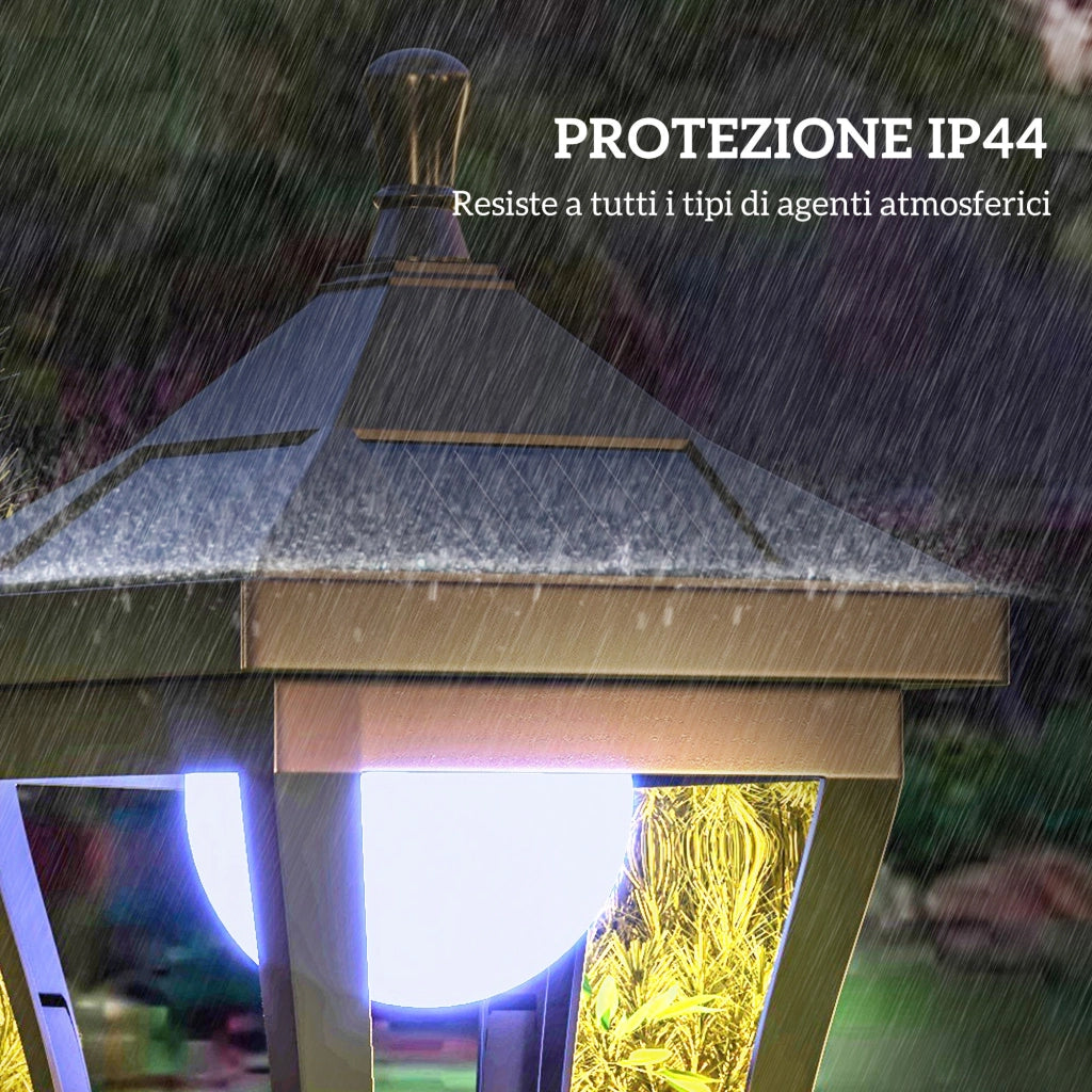 Lampione da Giardino con 6h Autonomia e Ancoraggio a Terra 15x15x127 cm in ABS e Policarbonato Nero