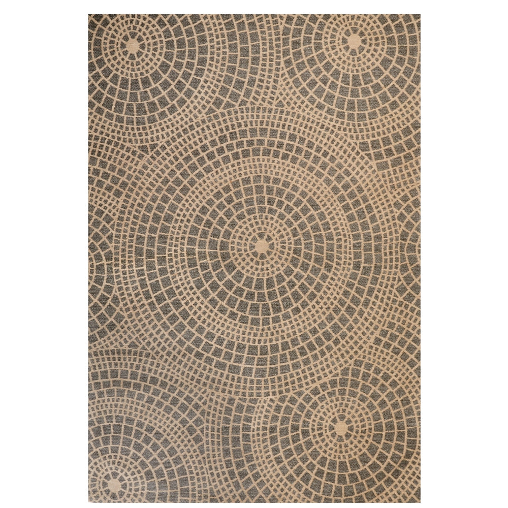 Tappeto da giardino beige e grigio in iuta 200 x 300 cm Rettangolare con motivo geometrico a trama piatta stile boho Camera da letto Soggiorno