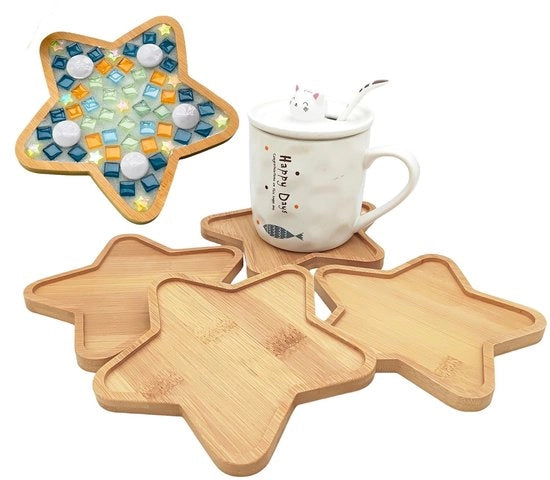 Sostegni in Bambù per Mosaico, Sostegni in Legno per Mosaico, Materiale per Mosaico, Sostegni per Calici, Sostegni per Piante, Tavoliere in Legno (Ster), 4-Pack