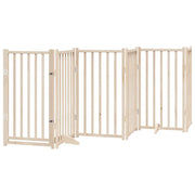 Cancelletto di sicurezza per cani con porta pieghevole 9 pannelli in legno di pioppo marrone 02_0023341