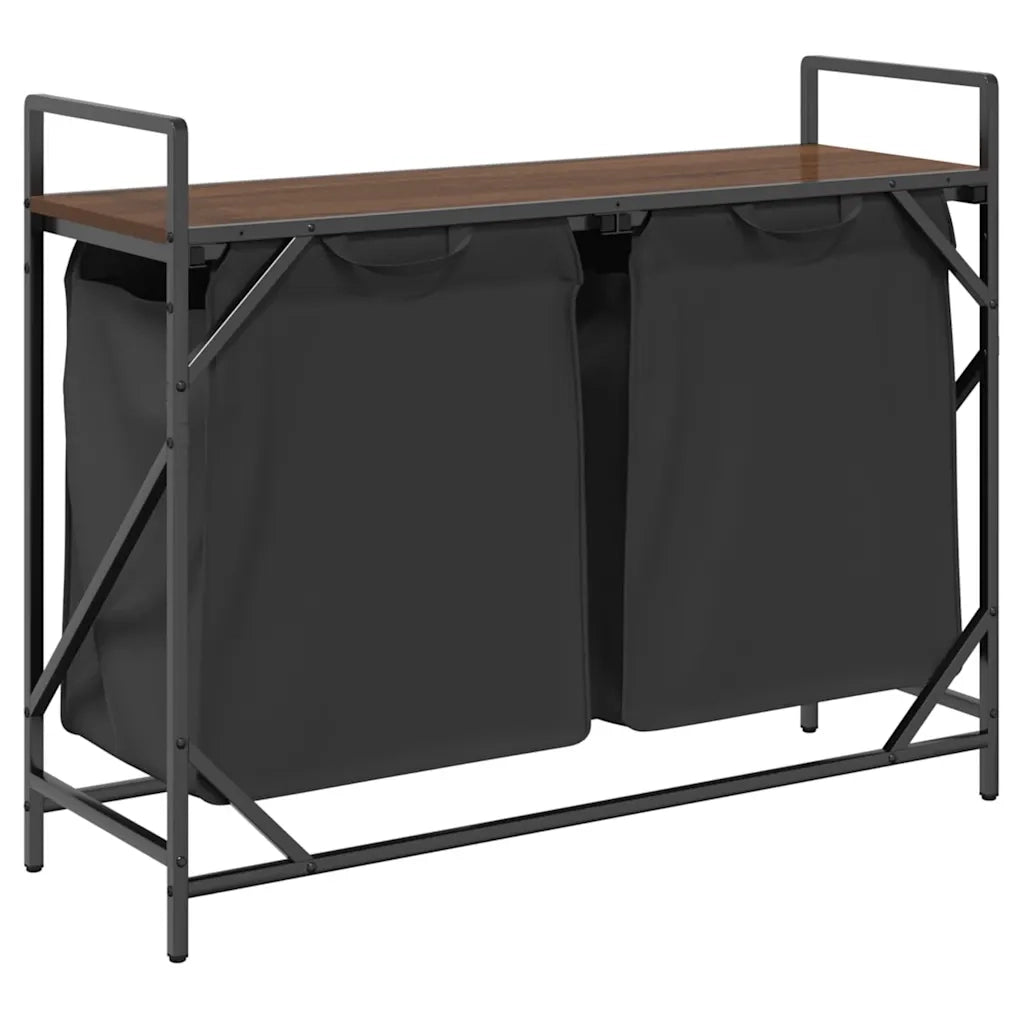 Cesto della Biancheria 2 Scomparti con Ripiano Rovere Marrone CFW8196067