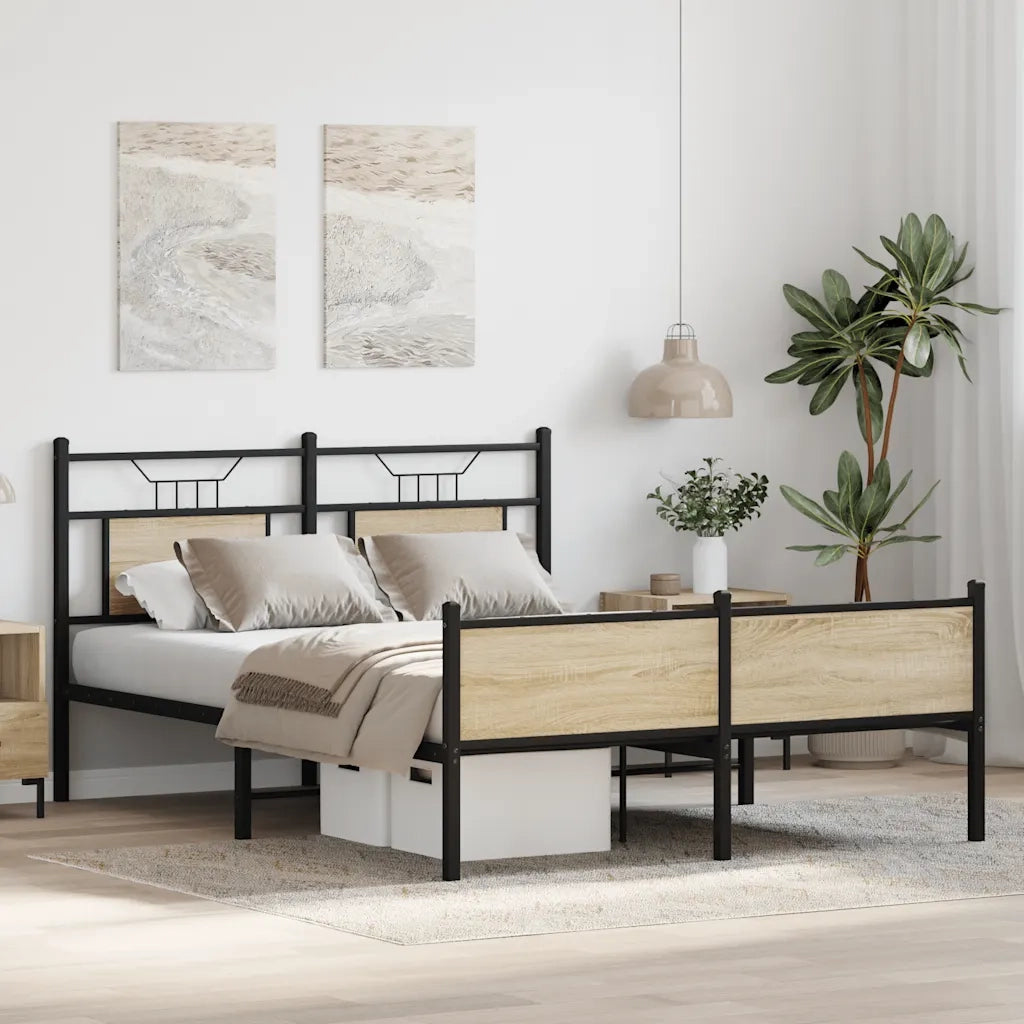 vidaXL Giroletto senza Materasso Rovere Sonoma 137x190cm in Truciolato