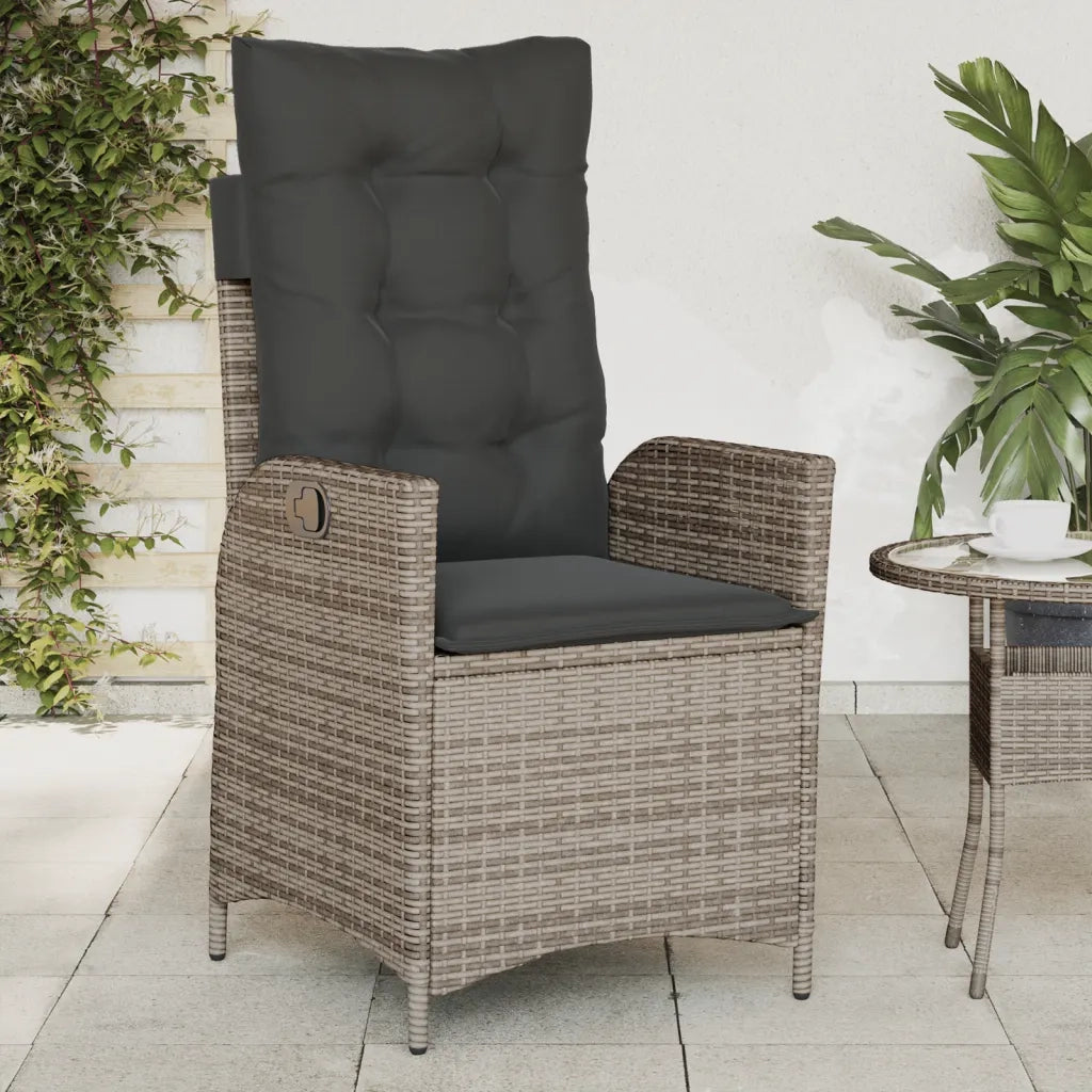 Sedie da Giardino Reclinabili 2 pz | Sedie da Esterno e Cuscini Grigio Polyrattan