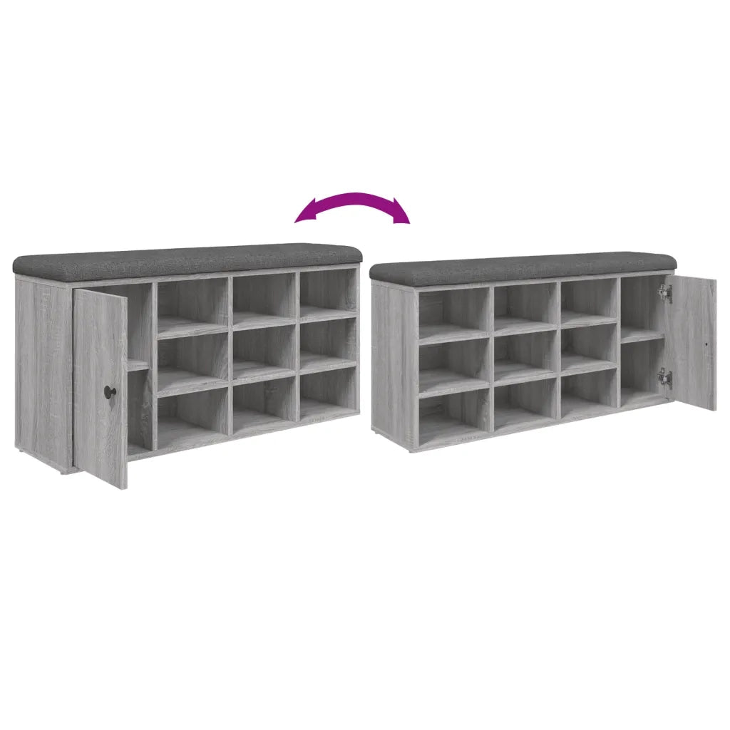 Panca Porta Scarpe-Sgabello-Panca Scarpiera Grigio Sonoma 102x32x50 cm Legno Multistrato 133290