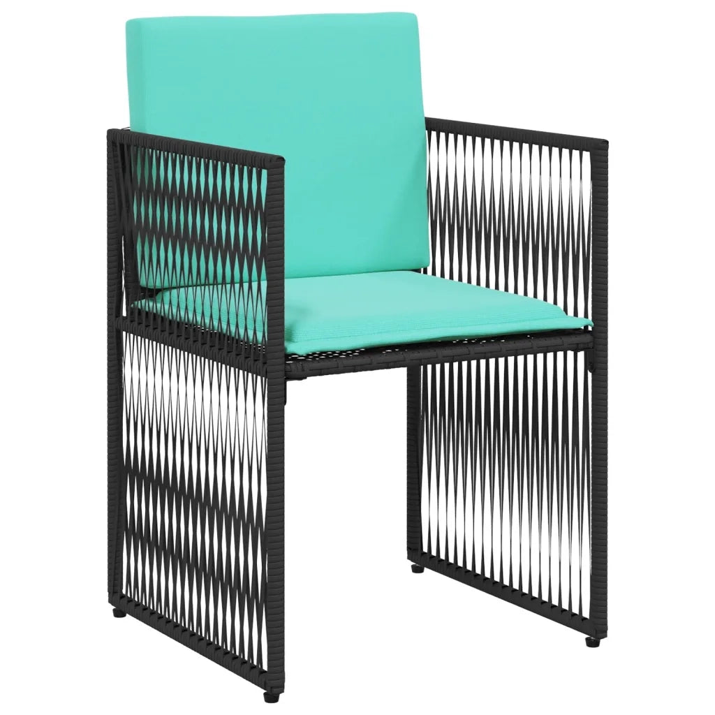 Set da pranzo da giardino da 7 pz con Cuscini in Polyrattan Nero 369017