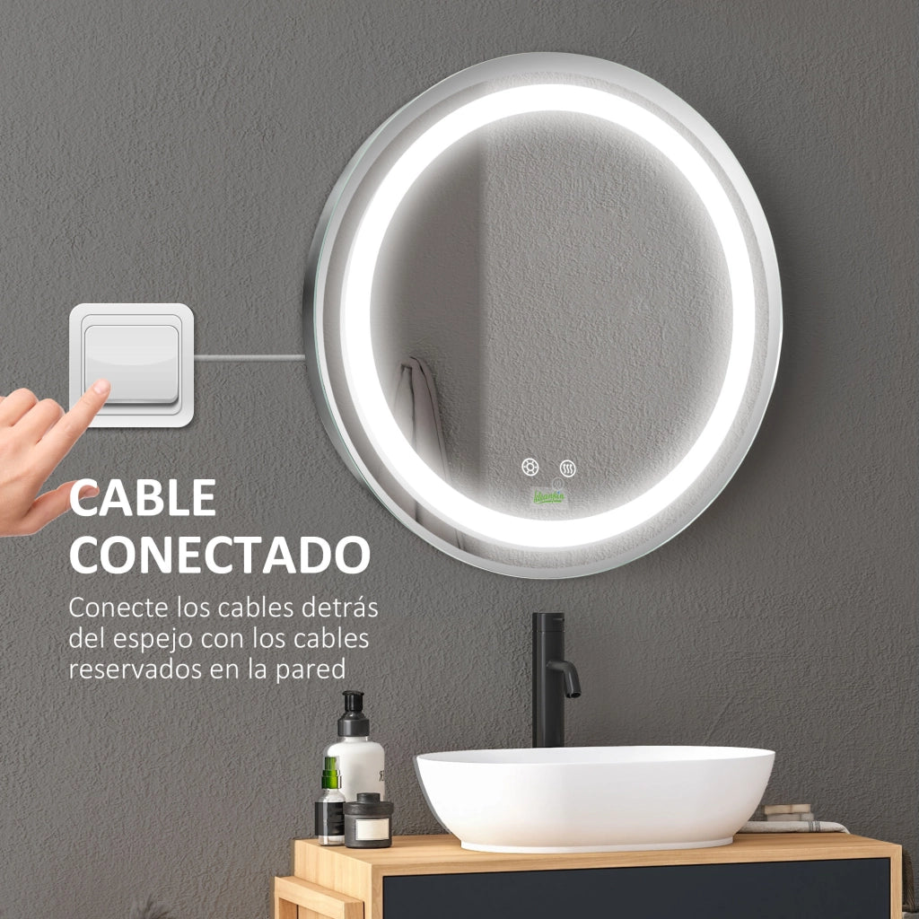Specchio da Bagno con Luce LED Antivaho Tattile ¨C Zephmum ¨C ?50x4,6 cm Argento