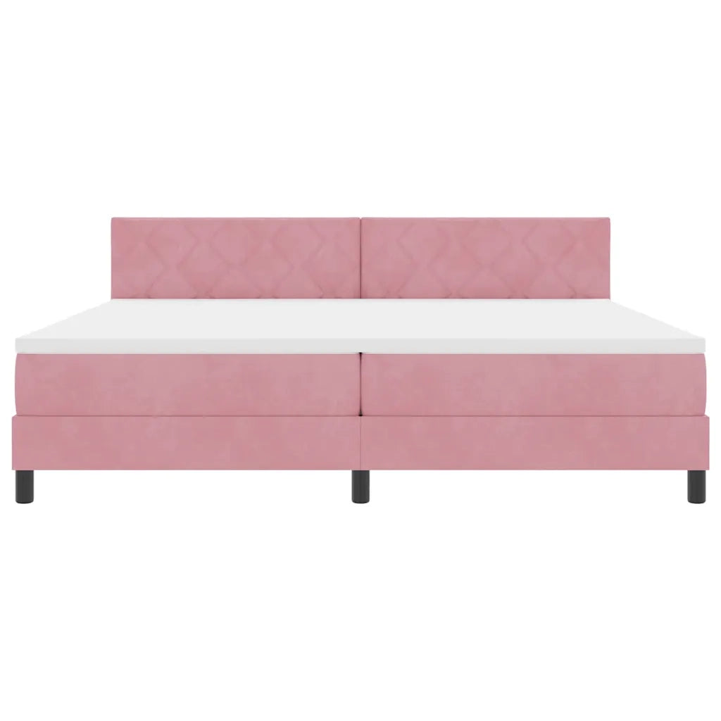 Letto a Sorgente LED con materasso Rosa 200 x 200 cm Velluto 3342745