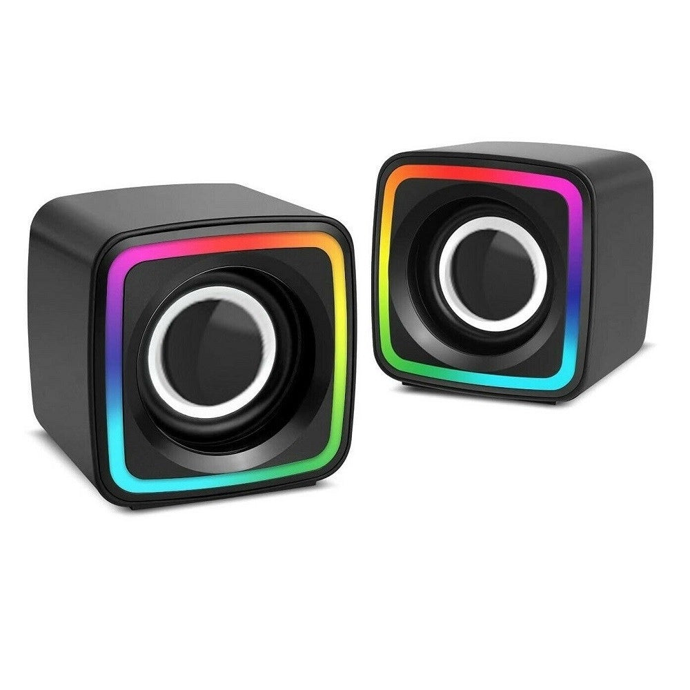 Trade Shop - Casse Audio 2.0 Aux Usb Altoparlanti Luce Rgb Per Pc Notebook 3 W X 2 Ab-d385 -
