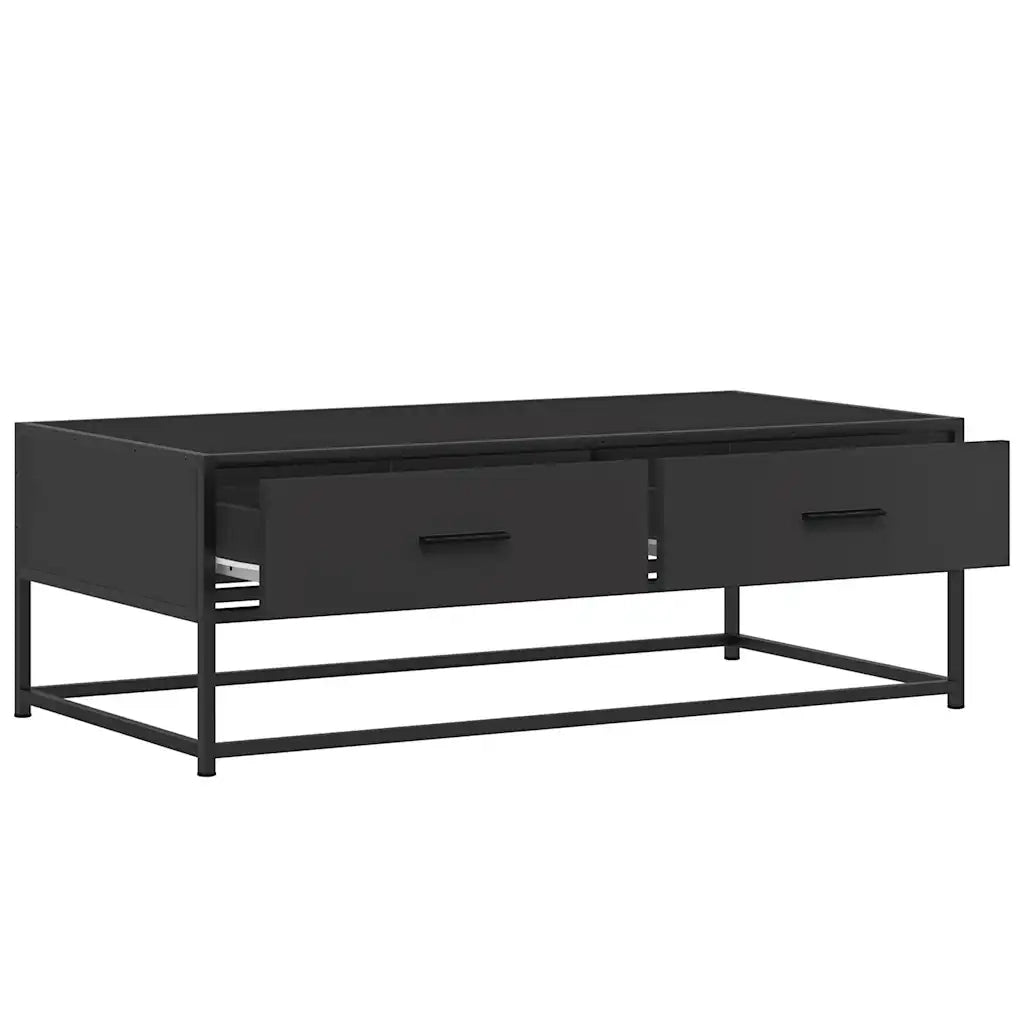 Tavolino Salotto Nero 100x50x35 cm Legno Multistrato e Metallo