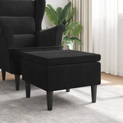 Poggiapiedi con Gambe in Legno Nero in Velluto 329442