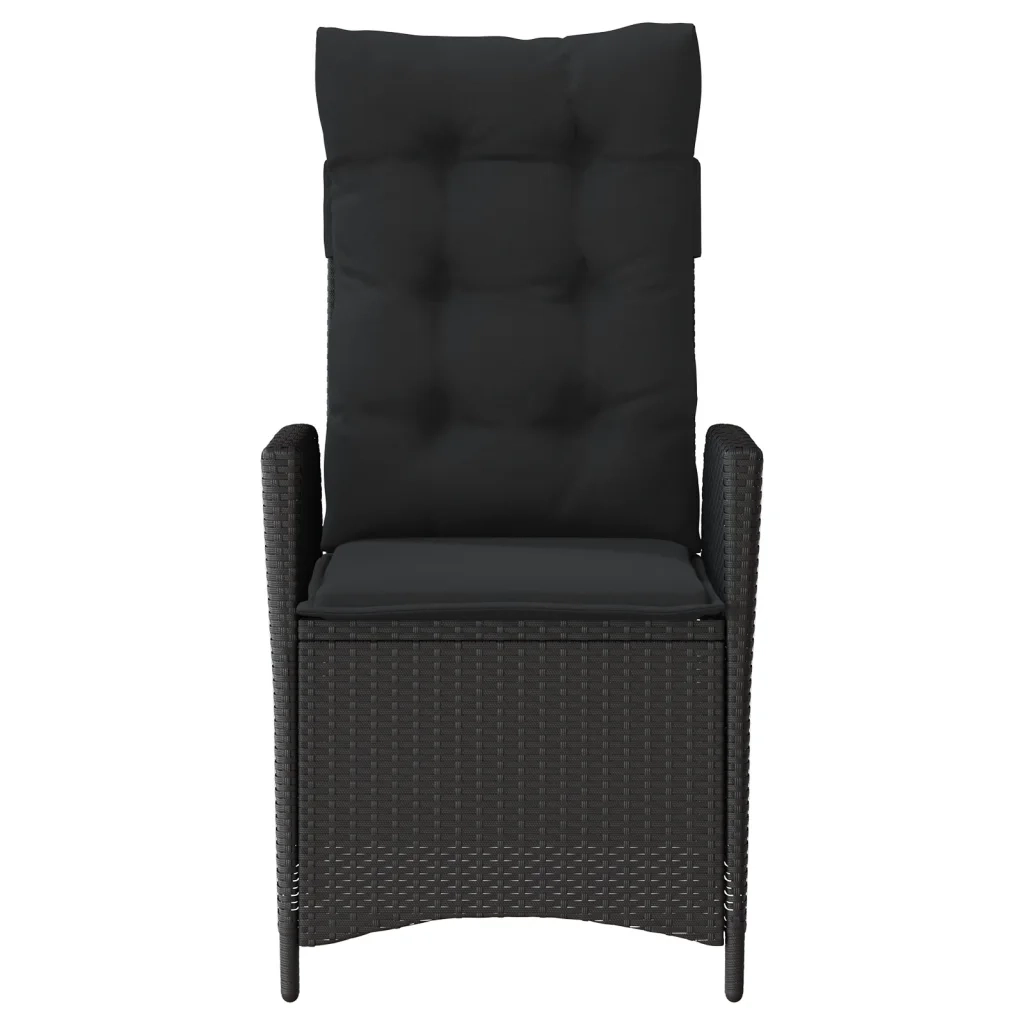 Sedie Reclinabili da Giardino 2 pz | Sedie da Esterno con Cuscini Nero Polyrattan