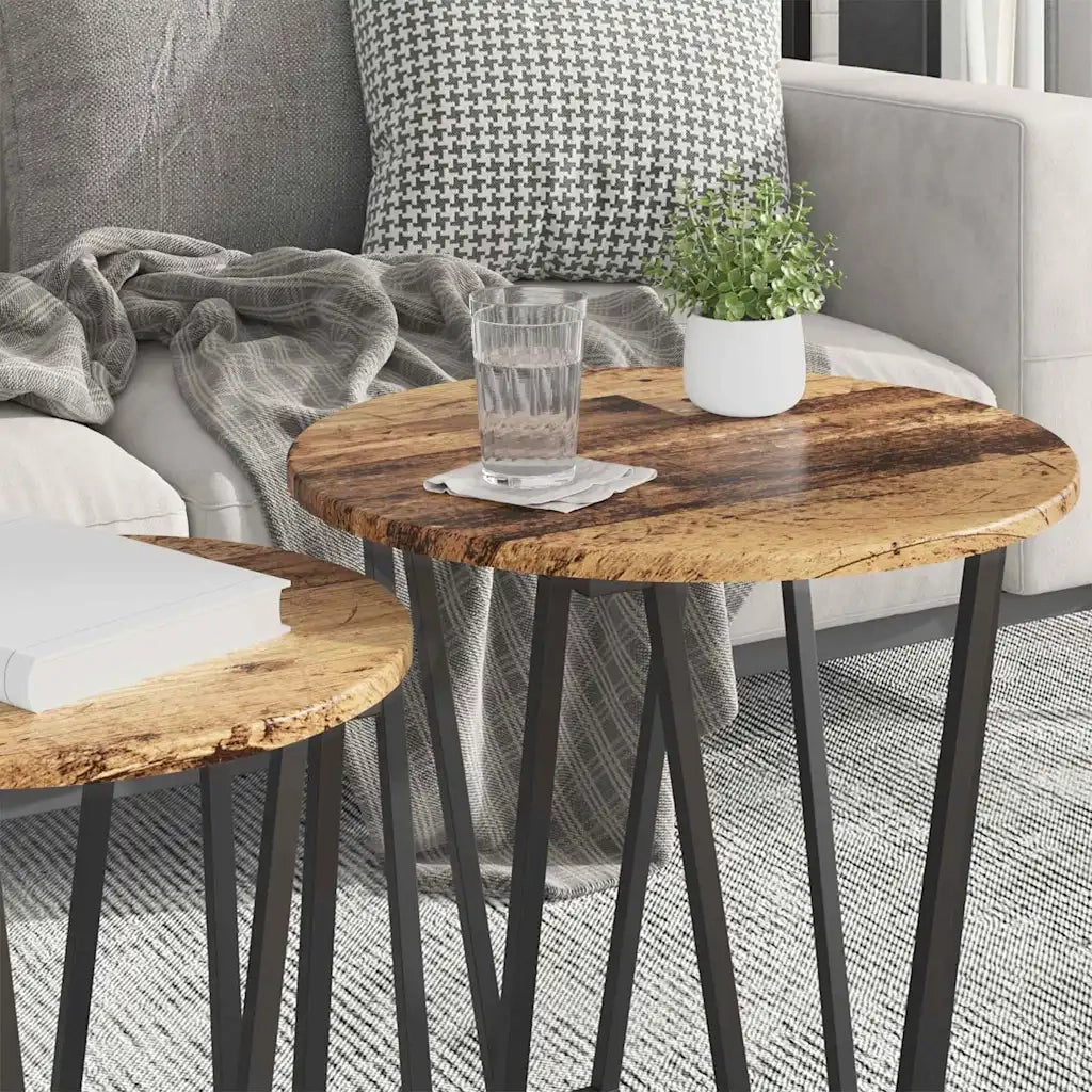 Set tavolini 2 pcs Legno Antico e Nero 869724
