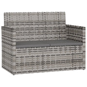 Panchina da Giardino | Panca da Giardino con Cuscini Grigia 105 cm in Polyrattan