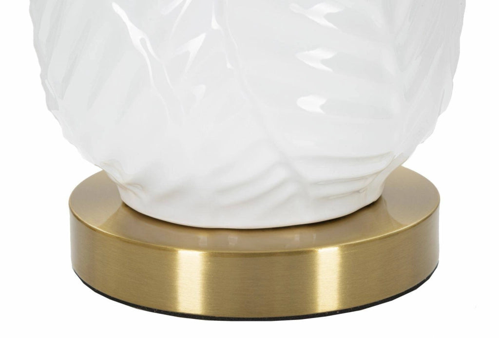Lampada da tavolo Trompe, Luce da scrivania, Luminaria da ufficio, Lampada da lavoro, 40x40 h70 cm, Bianco e Oro