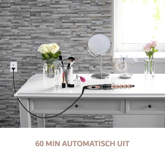 krullatore 5 in 1 - ceramico - pettine per capelli - inclusa guantiera termoresistente - rosé