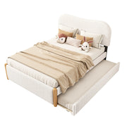Letto 140x200 cm con letto estraibile; design minimalista; plush bianco