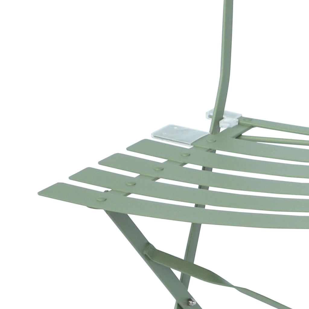Set 2 sedie da giardino bistrot pieghevole in metallo, verde grigio