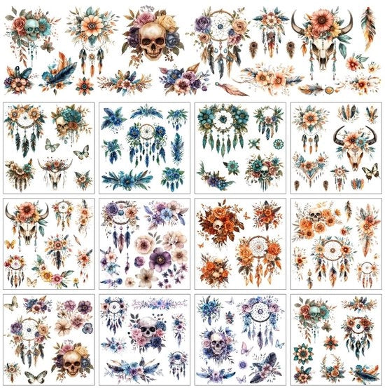 Decorazione per Parete in Stile Bohemiano con Sticker Tribale e Design Letterario - 12 Fili - 5,5 x