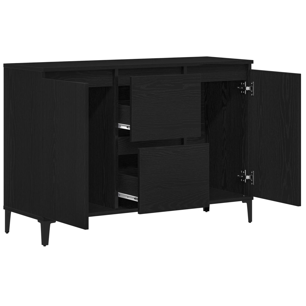 Credenza Nera in Rovere 104x35x70 cm in Legno Ingegnerizzato